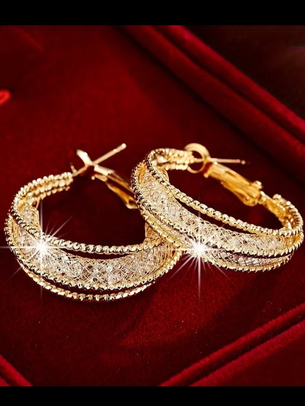 Elegant Gold Textured Hoop Earrings for Women